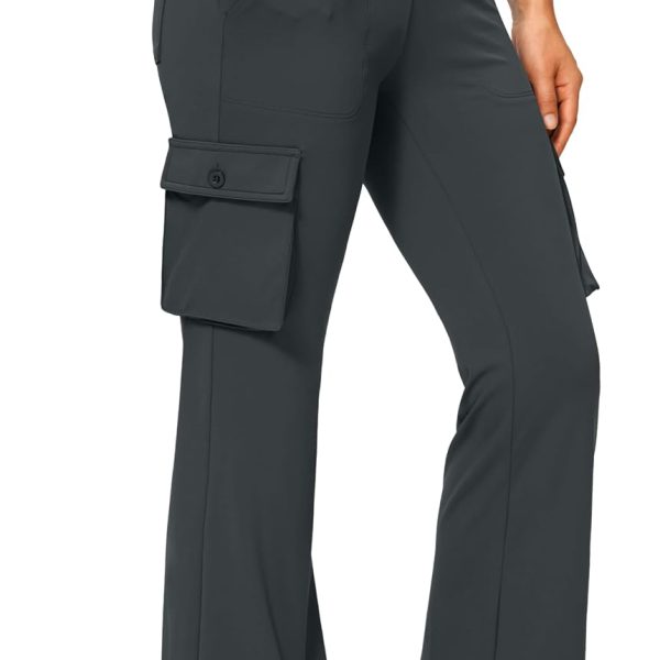 6 Pockets High Waist Yoga Pants Stretch Cargo Flare image 1