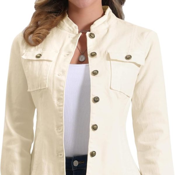 Denim Jacket Classic Stand Collar Long Sleeve Jean Jackets image 1