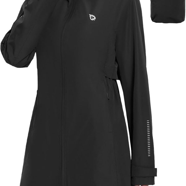 Long Rain Coat Lightweight Packable Jacket with Hood image 1