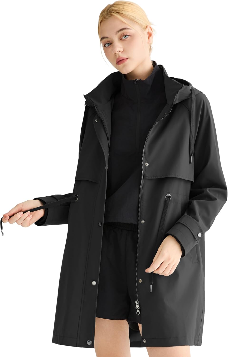Waterproof Hooded Rain Jacket Long Raincoats Lightweight image 1