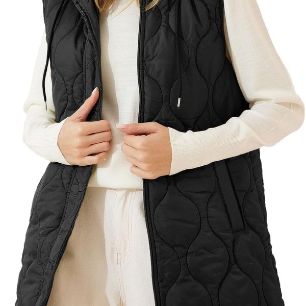 EVALESS Long Puffer Vest Hooded Quilted Jacket image 1