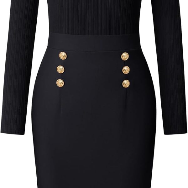 GRACE KARIN 2026 Fall Long Sleeve Work Midi Dress image 1