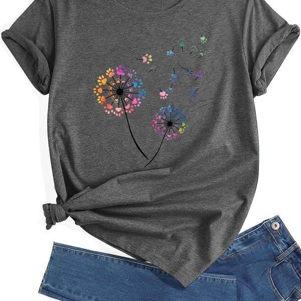 Plus Size Dandelion Graphic Tees for Women Sunflower T image 1